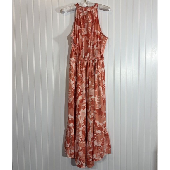 NINE WEST Womens Halter Floral Dress Size L Easter Spring Tiered Ruffle Resort - Picture 2 of 16